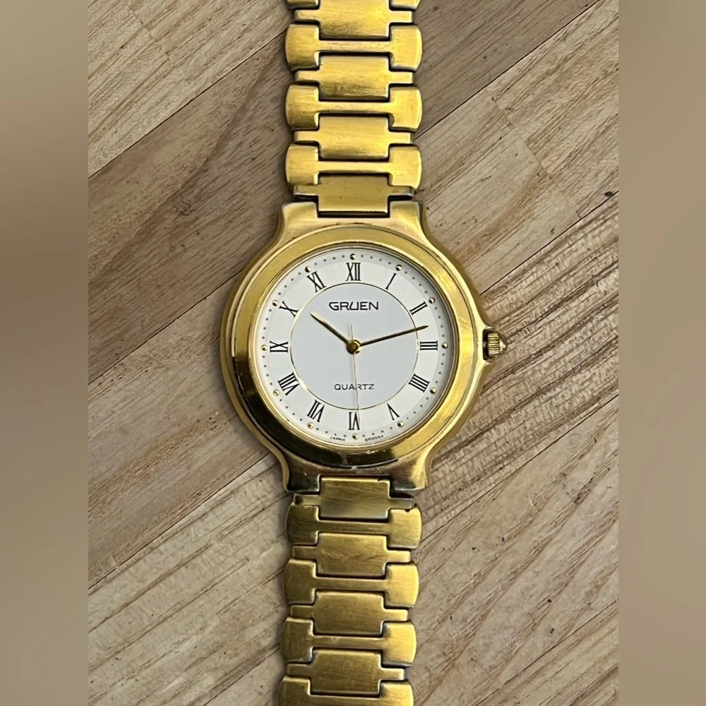 Gruen Men’s Watch White Dial Gold-Tone Stainless Bracelet